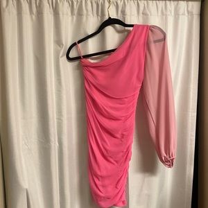 Hot pink off the shoulder dress